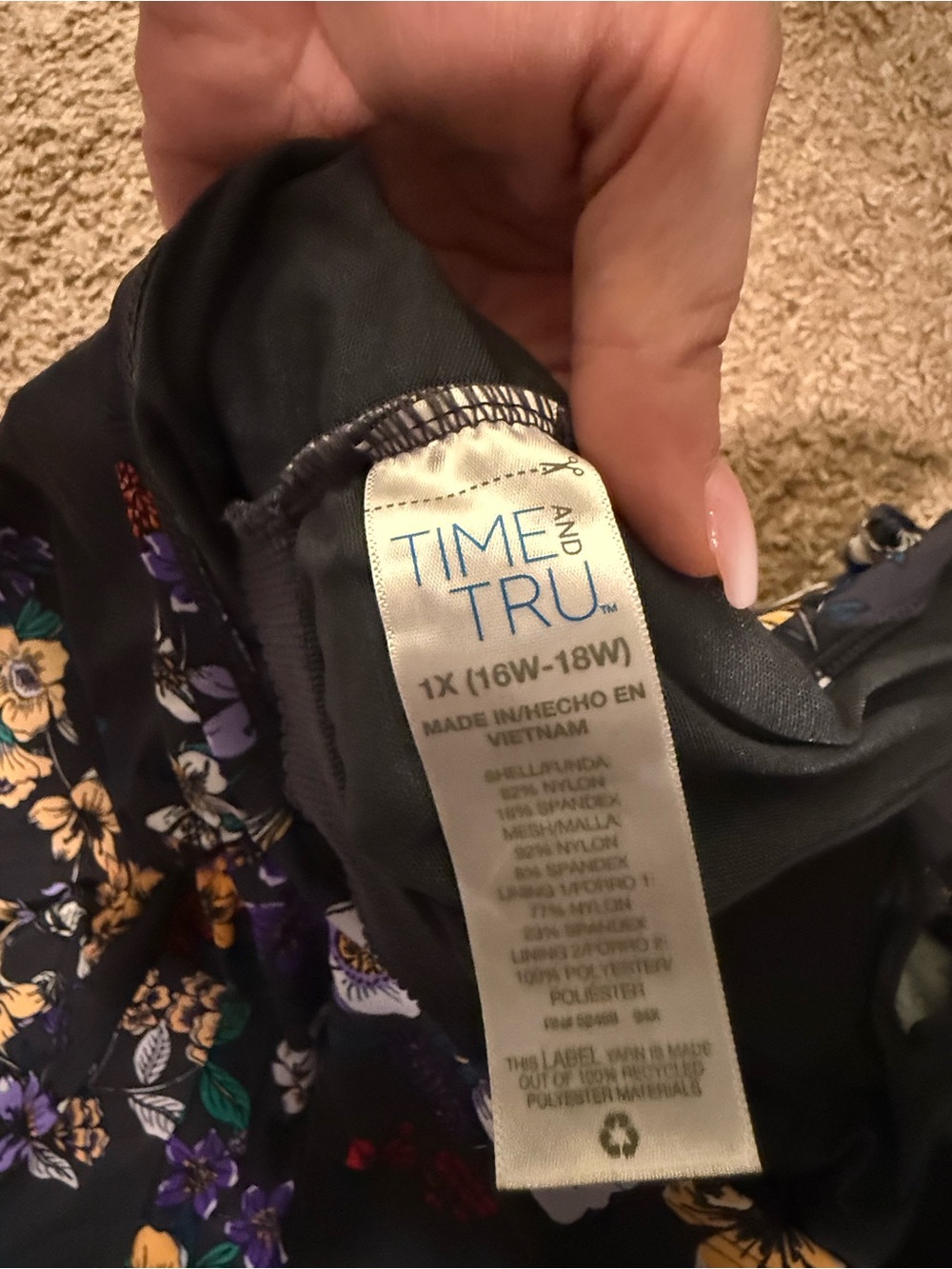 Time and Tru Black Floral One-Piece Swimsuit - Picture 4 of 4